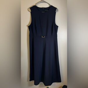 JCREW Midi Dress Navy Blue Size 14 A-line Italian Wool Stretch Tollegno 1900 NWT